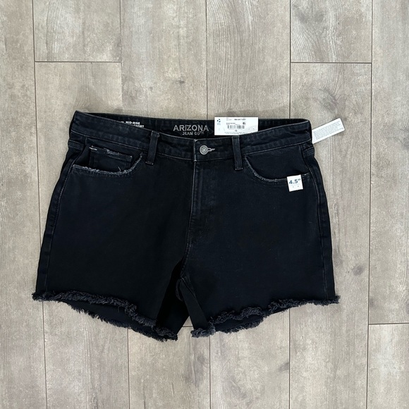 New Arizona Mid Rise Distressed Black Denim Vintage Broken style Jeans sz 13 jr - Picture 1 of 15